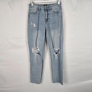 Simple Society Jeans Juniors 5 / 27 Blue Light Wash Distressed Raw Hem